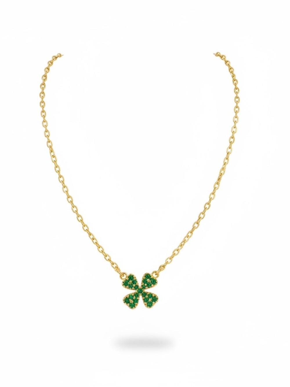 Plunder Gold Chain Necklace Green Four-Leaf Clover Pendant fashion jewelry New
